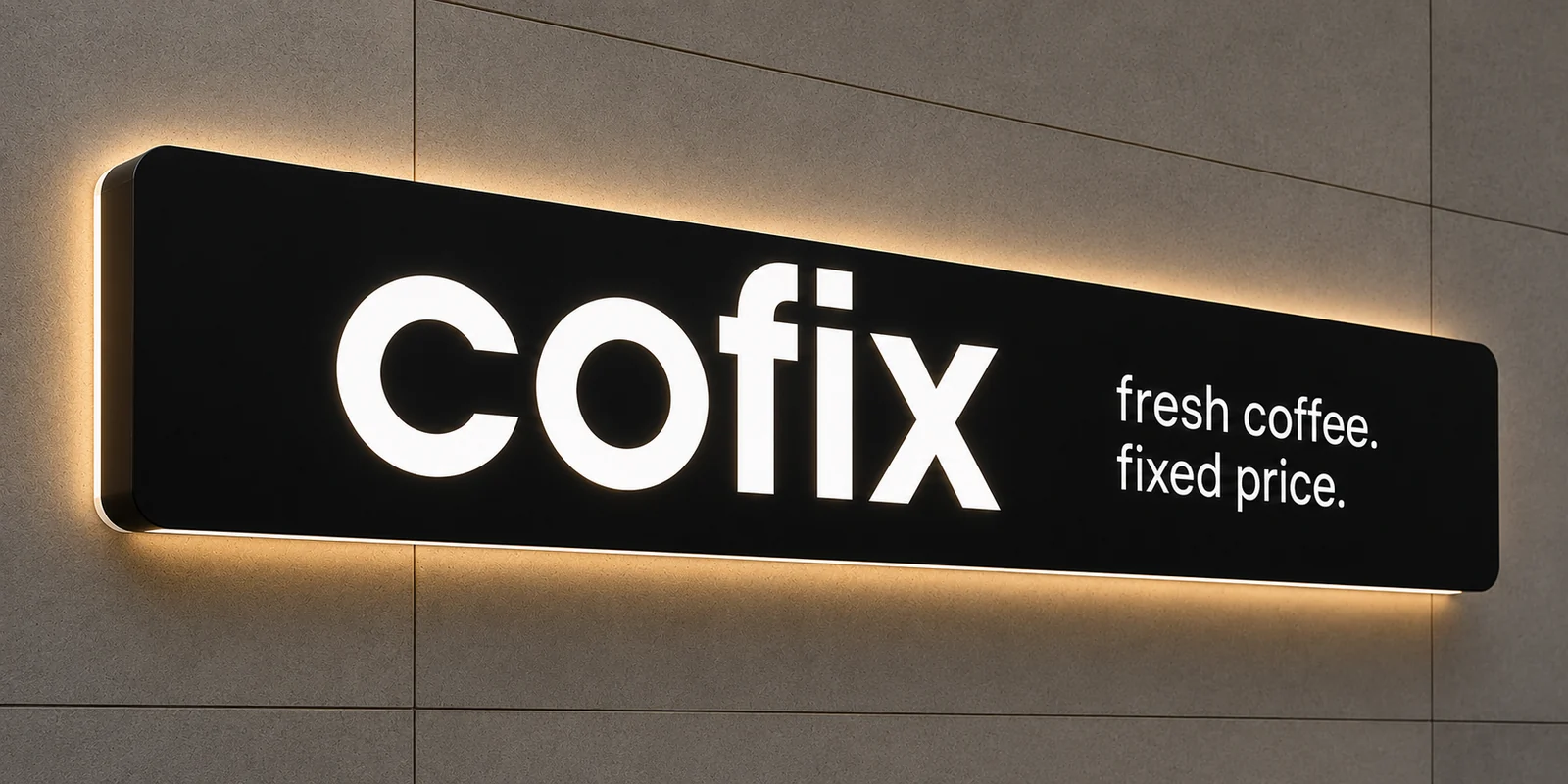 Готовая световая вывеска Cofix с контражурной подсветкой